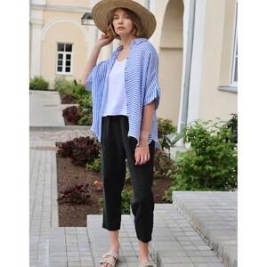 MagicLinen Black 100% Linen Drawstring Tapered Pants‎ XL Handmade Lithuania